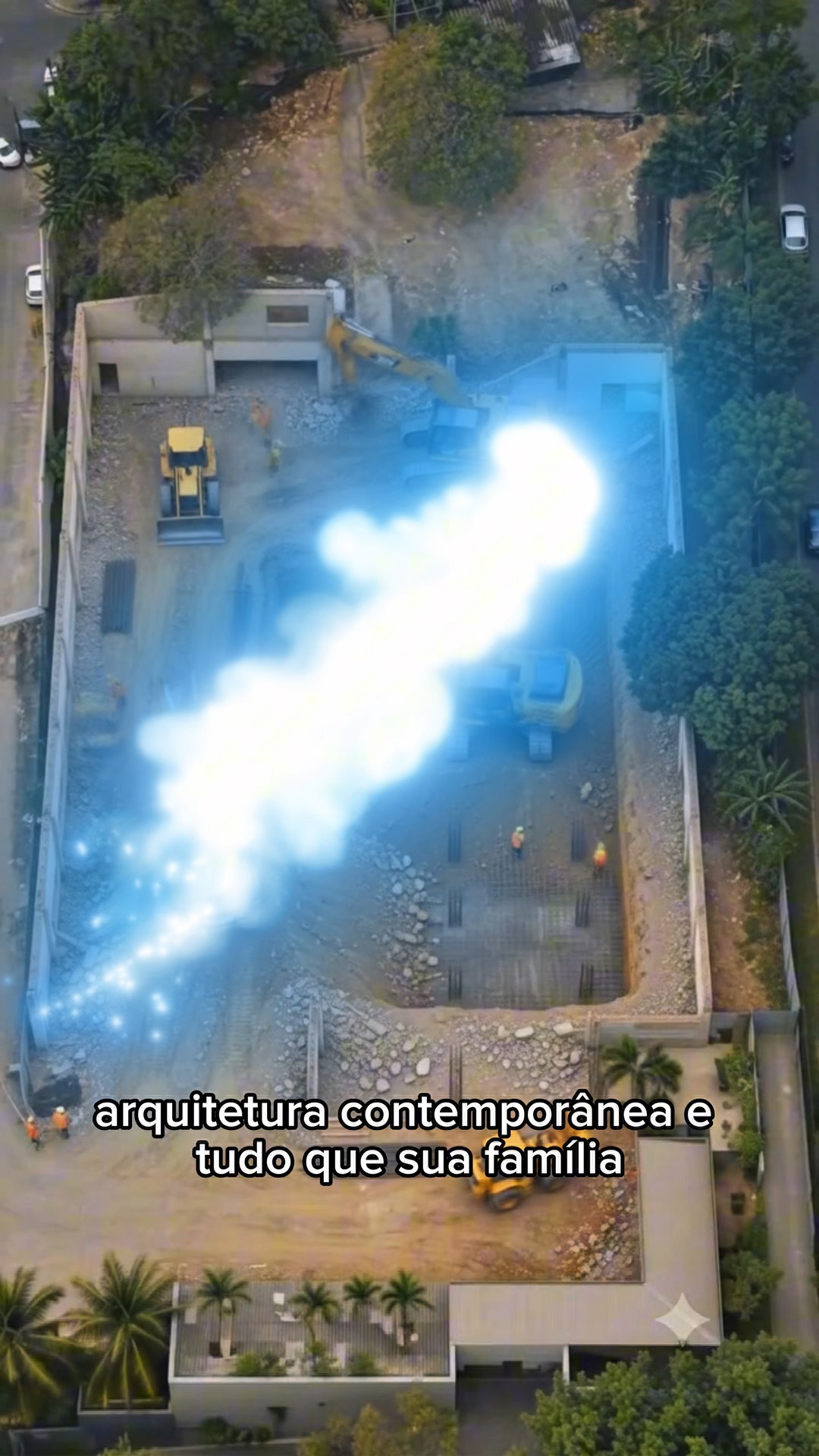 Imagem aérea preliminar do local apresentada no vídeo
